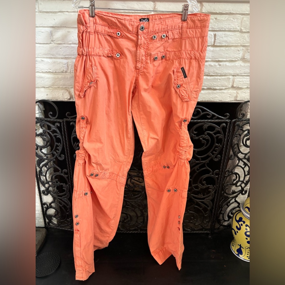 Dolce & Gabbana wide leg baggy pastel women’s designer cargo pants.  90s